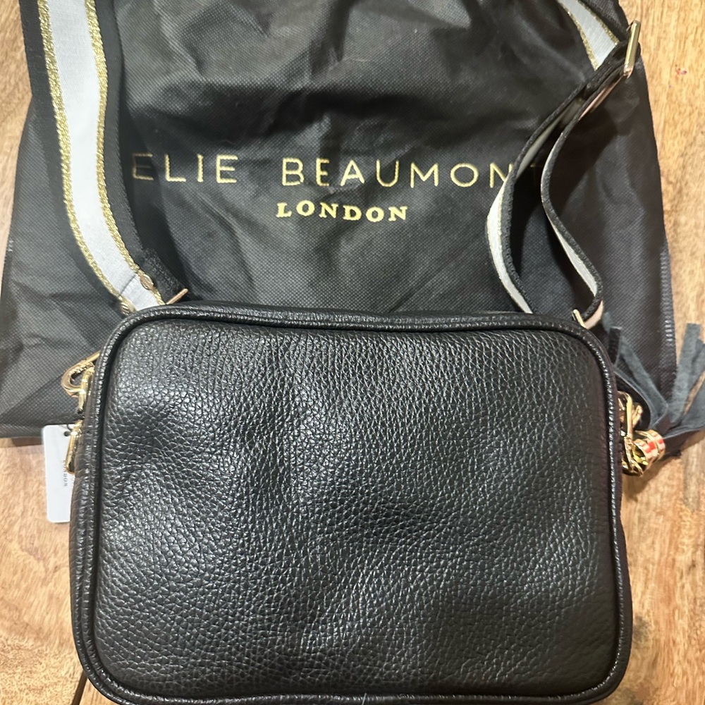 Ellie Beaumont Black Crossbody with Gold Accents NEW with Tags